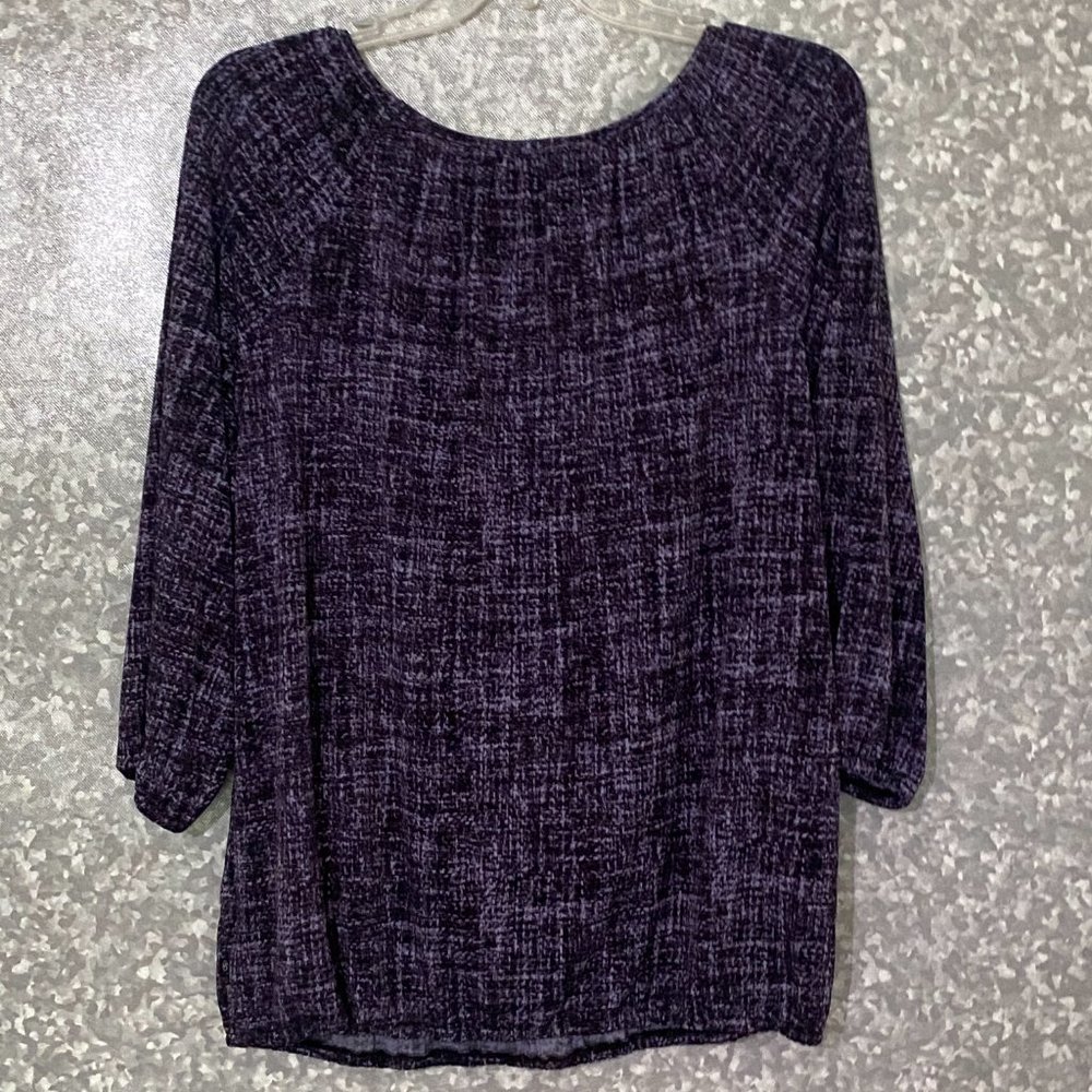 Michael Michael Kors Black & Purple Scoop neck Blouse Size Small elastic waist